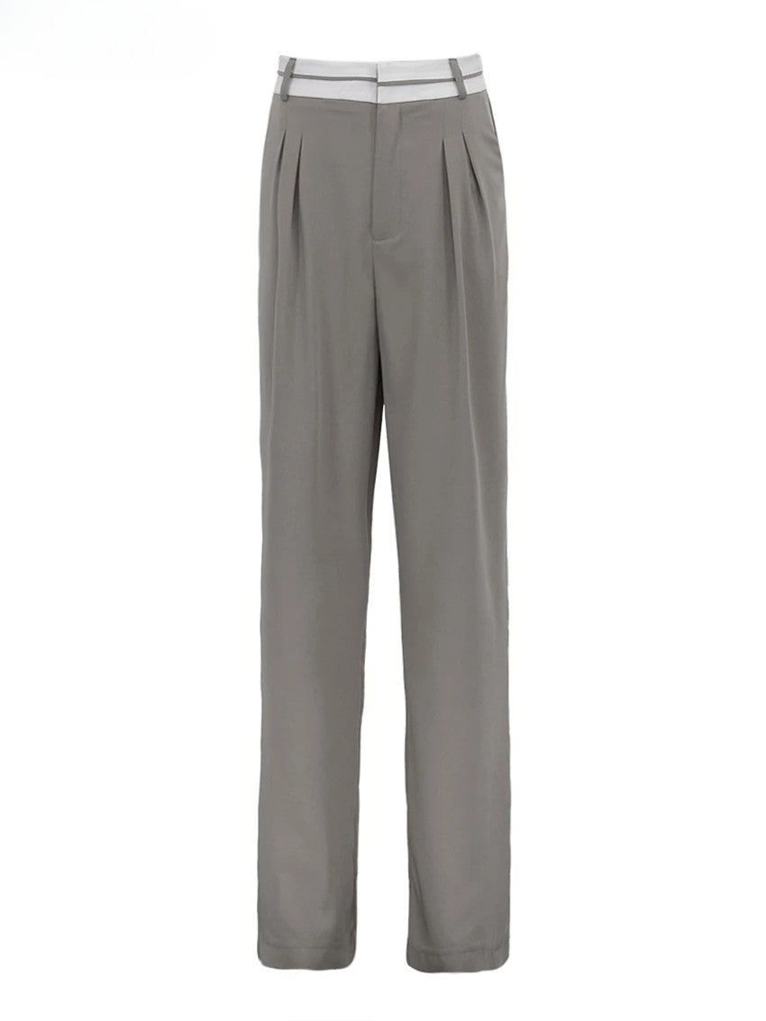 Hoge taille kantoorbroek kleur grijs