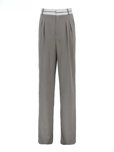 Hoge taille kantoorbroek kleur grijs