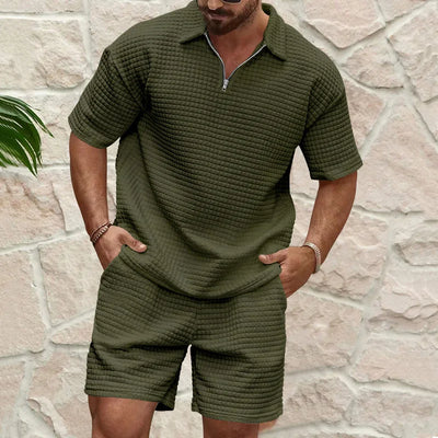 Stijlvolle Heren Tweedelige Set – Geruit Overhemd & Short