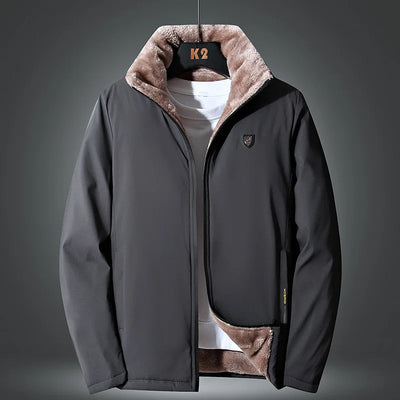 Stijlvolle heren winterjas kleur grijs