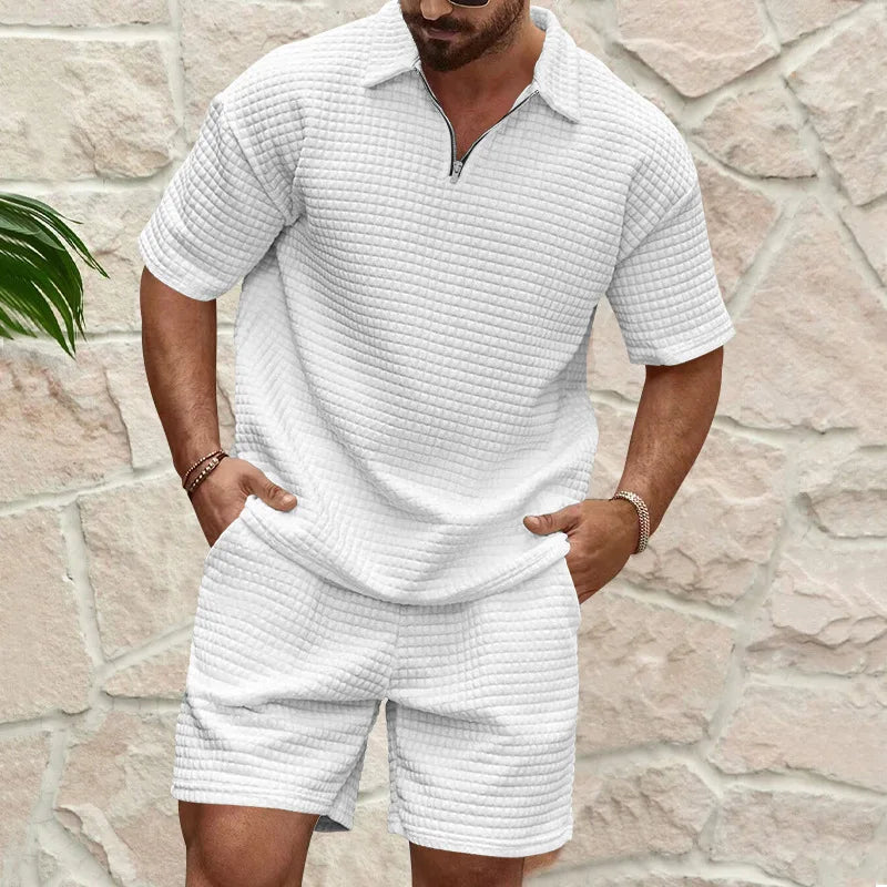 Stijlvolle Heren Tweedelige Set – Geruit Overhemd & Short