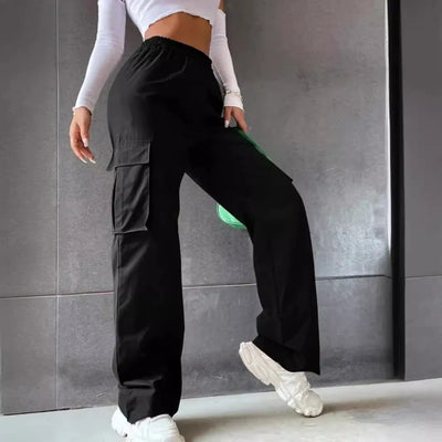 Chic Hoge Taille Cargo Pants – Elegant en Oversized