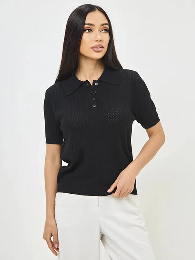 Moderne Gebreide Top met Korte Mouwen – Ontspannen & Stijlvol