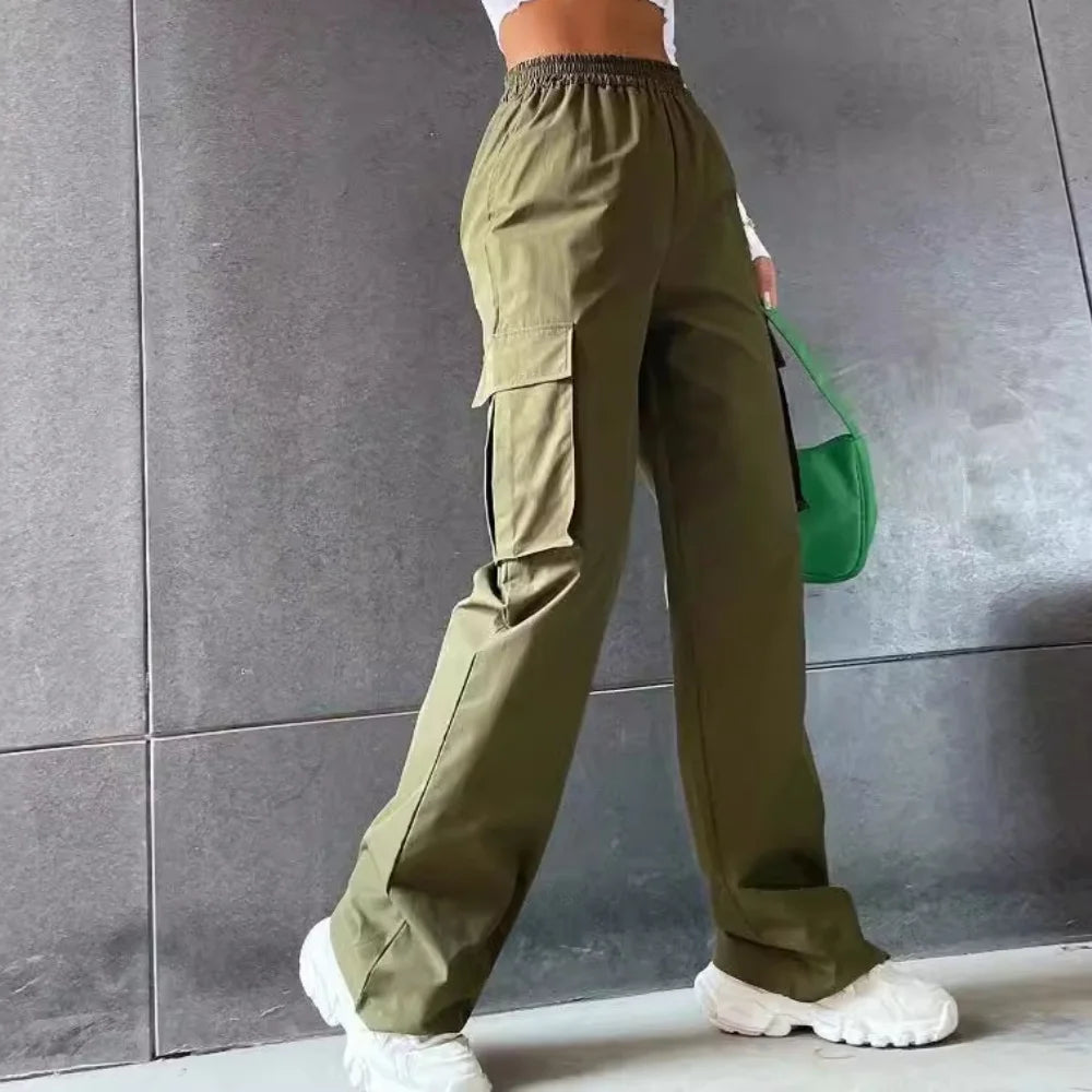 Chic Hoge Taille Cargo Pants – Elegant en Oversized