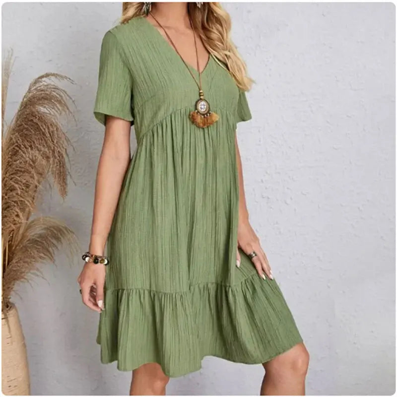 Moderne Fit & Flare Jurk – Gerafelde Vakantie Look