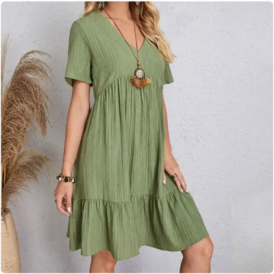 Moderne Fit & Flare Jurk – Gerafelde Vakantie Look