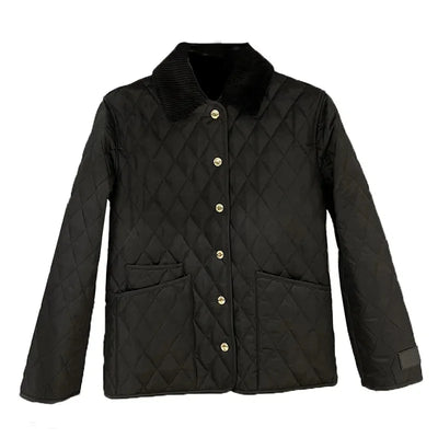 Autumn Winter Puffer Coats 2025 Women's Straight Loose Diamond Cotton Coat Long Sleeve Tops Fashion Pocket Cotton-Padded Jacket