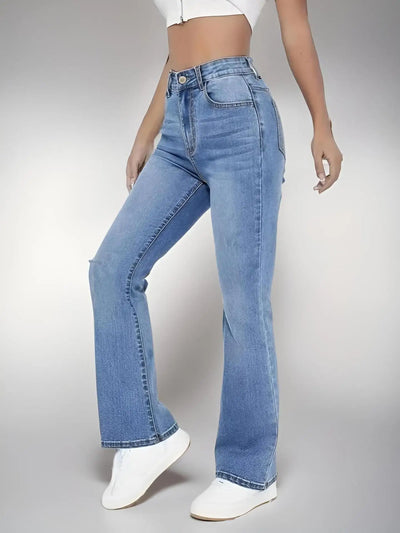 Stijlvolle Hooggetailleerde Denim Broek