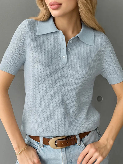 Moderne Gebreide Top met Korte Mouwen – Ontspannen & Stijlvol