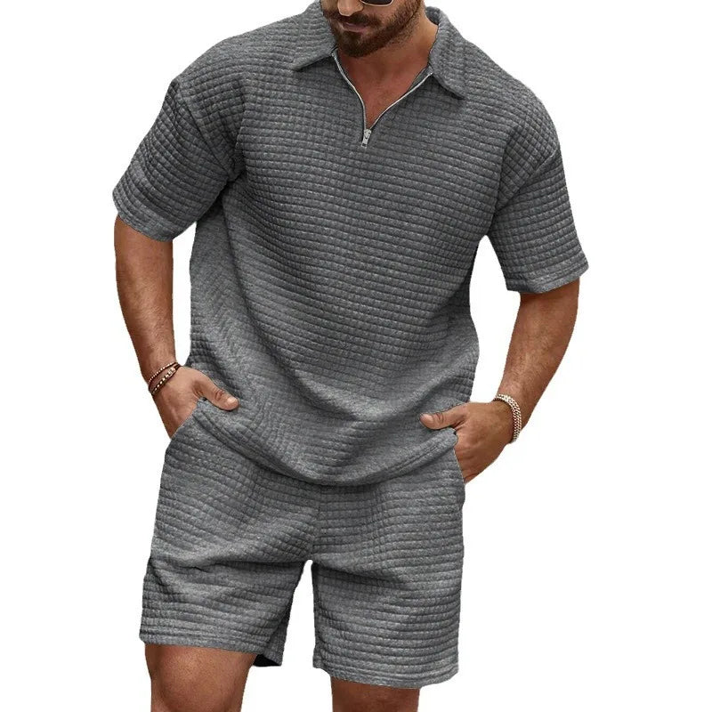 Stijlvolle Heren Tweedelige Set – Geruit Overhemd & Short
