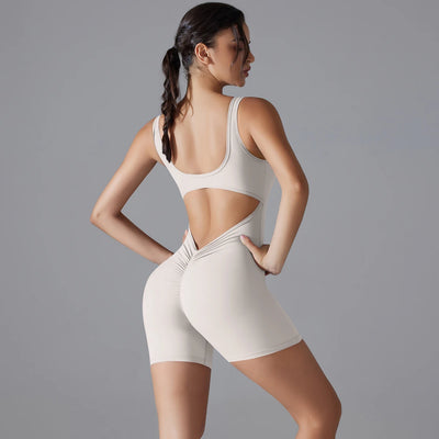 Stijlvolle Dames Sportbody – Vormende V-Hals Fitness Jumpsuit