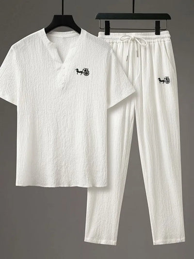 Casual Heren Tweedelig Set – Zomerse Mode Losse Pasvorm