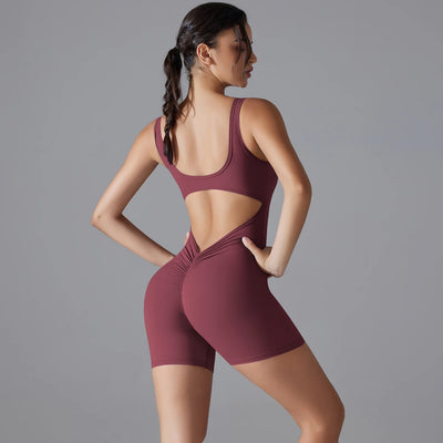 Stijlvolle Dames Sportbody – Vormende V-Hals Fitness Jumpsuit