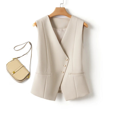 Chique V-Hals Korte Bodywarmer – Moderne Elegant