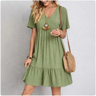 Moderne Fit & Flare Jurk – Gerafelde Vakantie Look