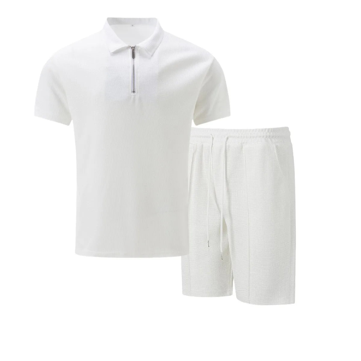 Heren Zomer Set – Korte Mouwen Pak met Rits & Shorts