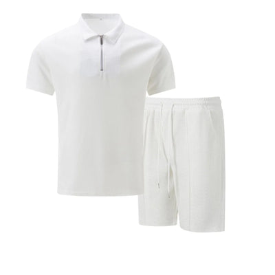 Heren Zomer Set – Korte Mouwen Pak met Rits & Shorts