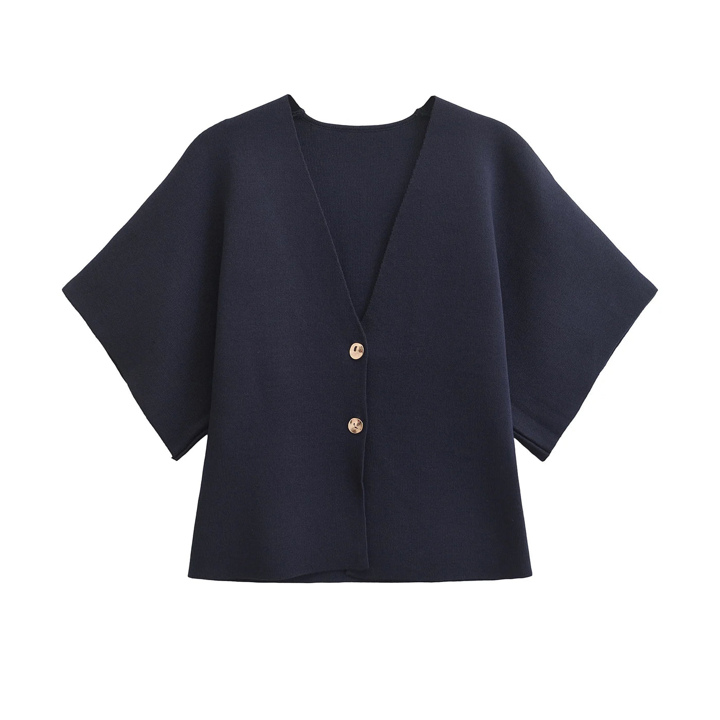Alledaagse Elegant – Effen Gebreid Shirt met Trendy V-Hals
