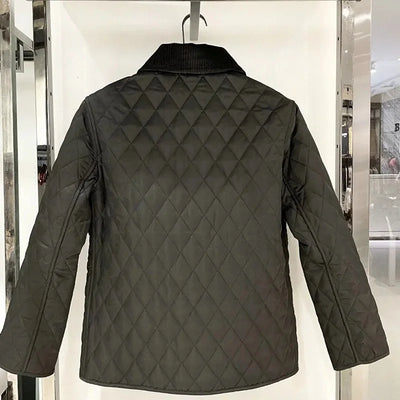 Autumn Winter Puffer Coats 2025 Women's Straight Loose Diamond Cotton Coat Long Sleeve Tops Fashion Pocket Cotton-Padded Jacket