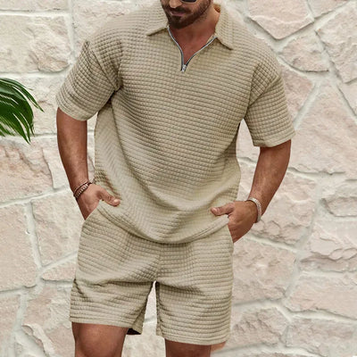 Stijlvolle Heren Tweedelige Set – Geruit Overhemd & Short