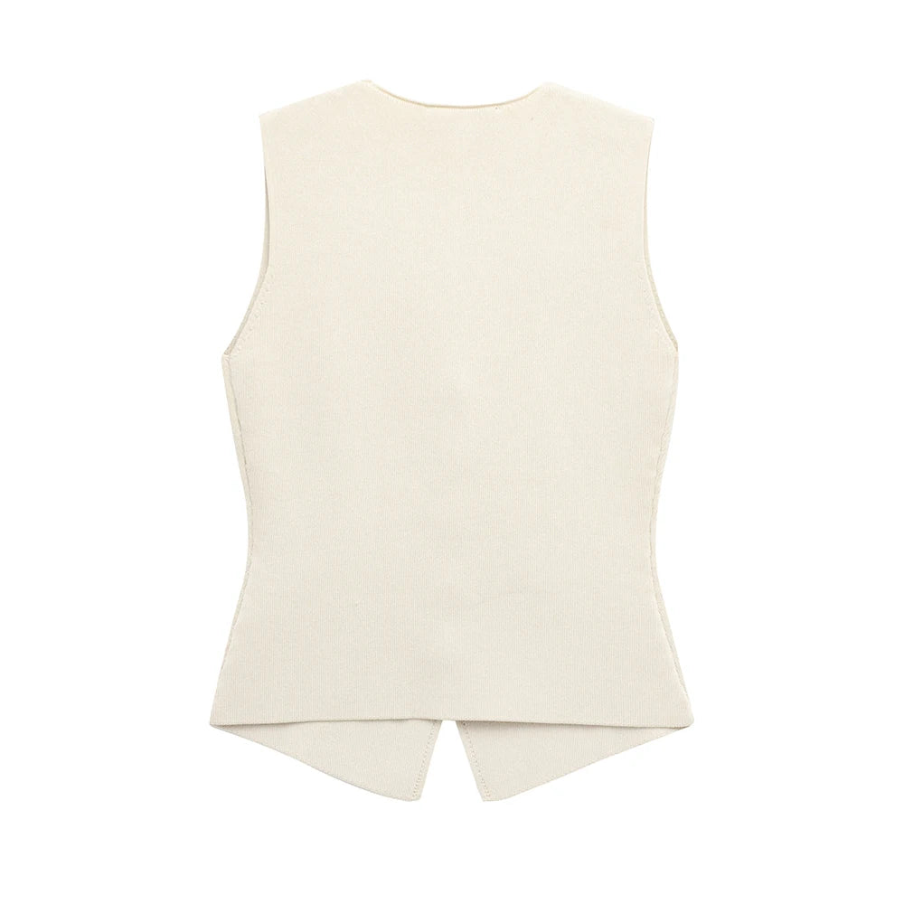 Modern Minimalistisch Set – Gebreid Vest & Gevouwen Zoomrok