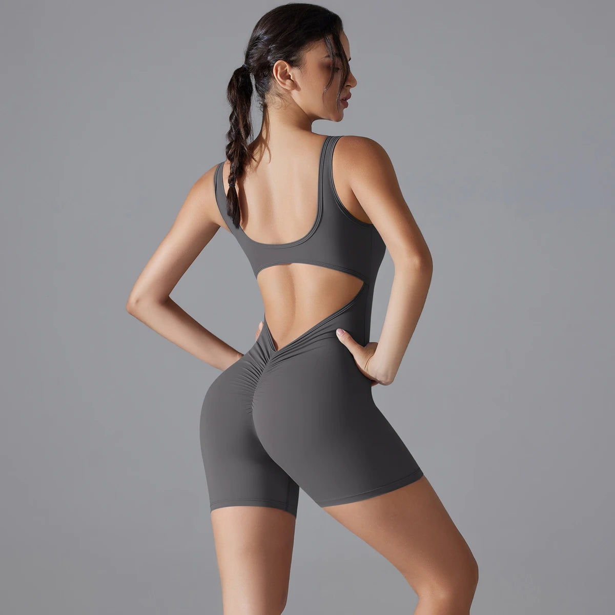 Stijlvolle Dames Sportbody – Vormende V-Hals Fitness Jumpsuit