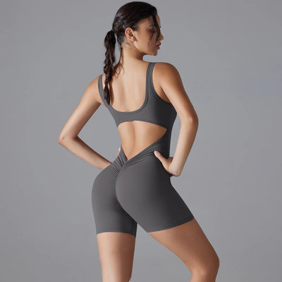 Stijlvolle Dames Sportbody – Vormende V-Hals Fitness Jumpsuit