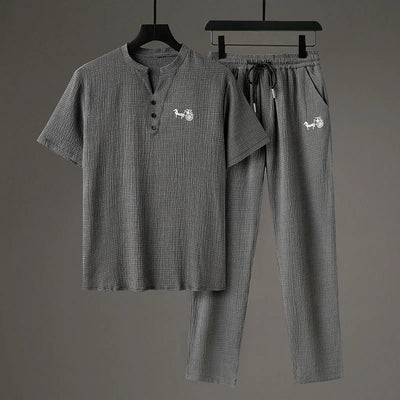 Casual Heren Tweedelig Set – Zomerse Mode Losse Pasvorm