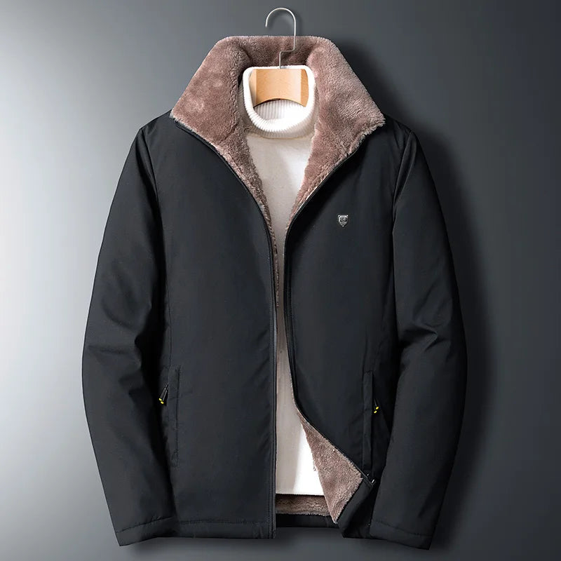 Stijlvolle heren winterjas kleur zwart