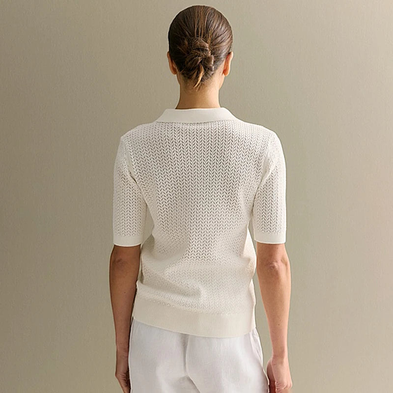 Moderne Gebreide Top met Korte Mouwen – Ontspannen & Stijlvol