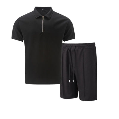 Heren Zomer Set – Korte Mouwen Pak met Rits & Shorts
