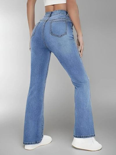 Stijlvolle Hooggetailleerde Denim Broek
