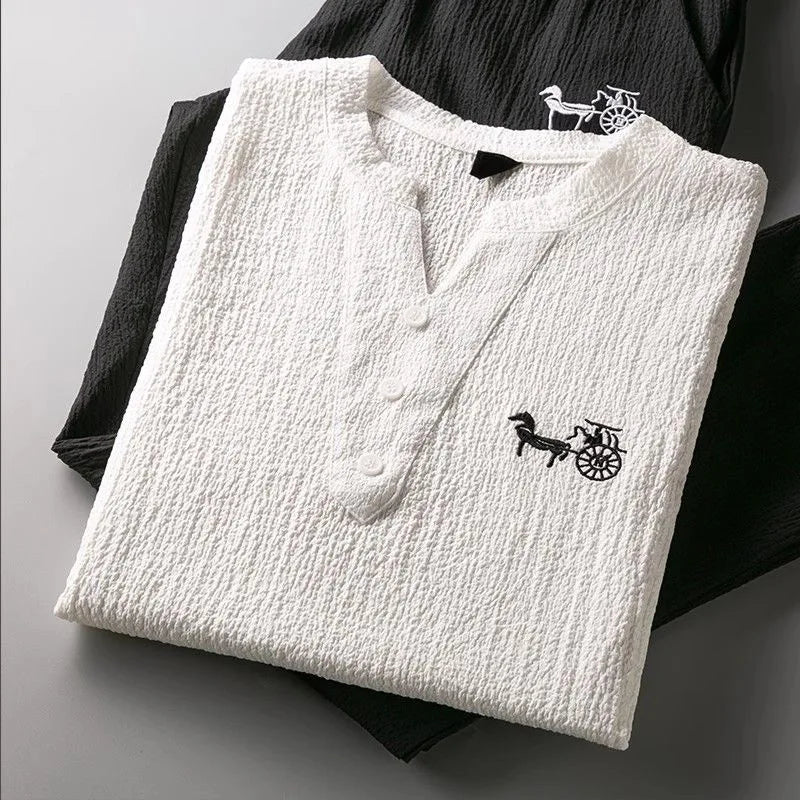Casual Heren Tweedelig Set – Zomerse Mode Losse Pasvorm