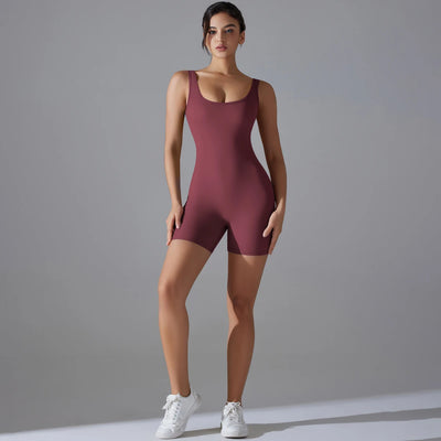 Stijlvolle Dames Sportbody – Vormende V-Hals Fitness Jumpsuit