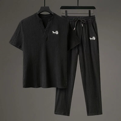 Casual Heren Tweedelig Set – Zomerse Mode Losse Pasvorm