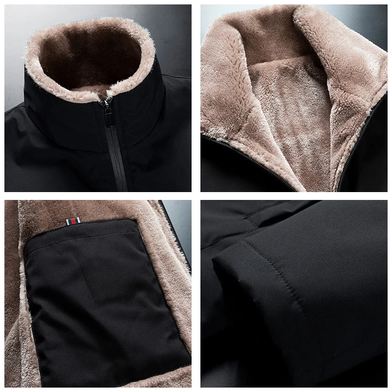 Stijlvolle heren winterjas kleur zwart