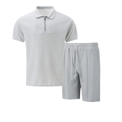 Heren Zomer Set – Korte Mouwen Pak met Rits & Shorts