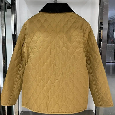 Autumn Winter Puffer Coats 2025 Women's Straight Loose Diamond Cotton Coat Long Sleeve Tops Fashion Pocket Cotton-Padded Jacket