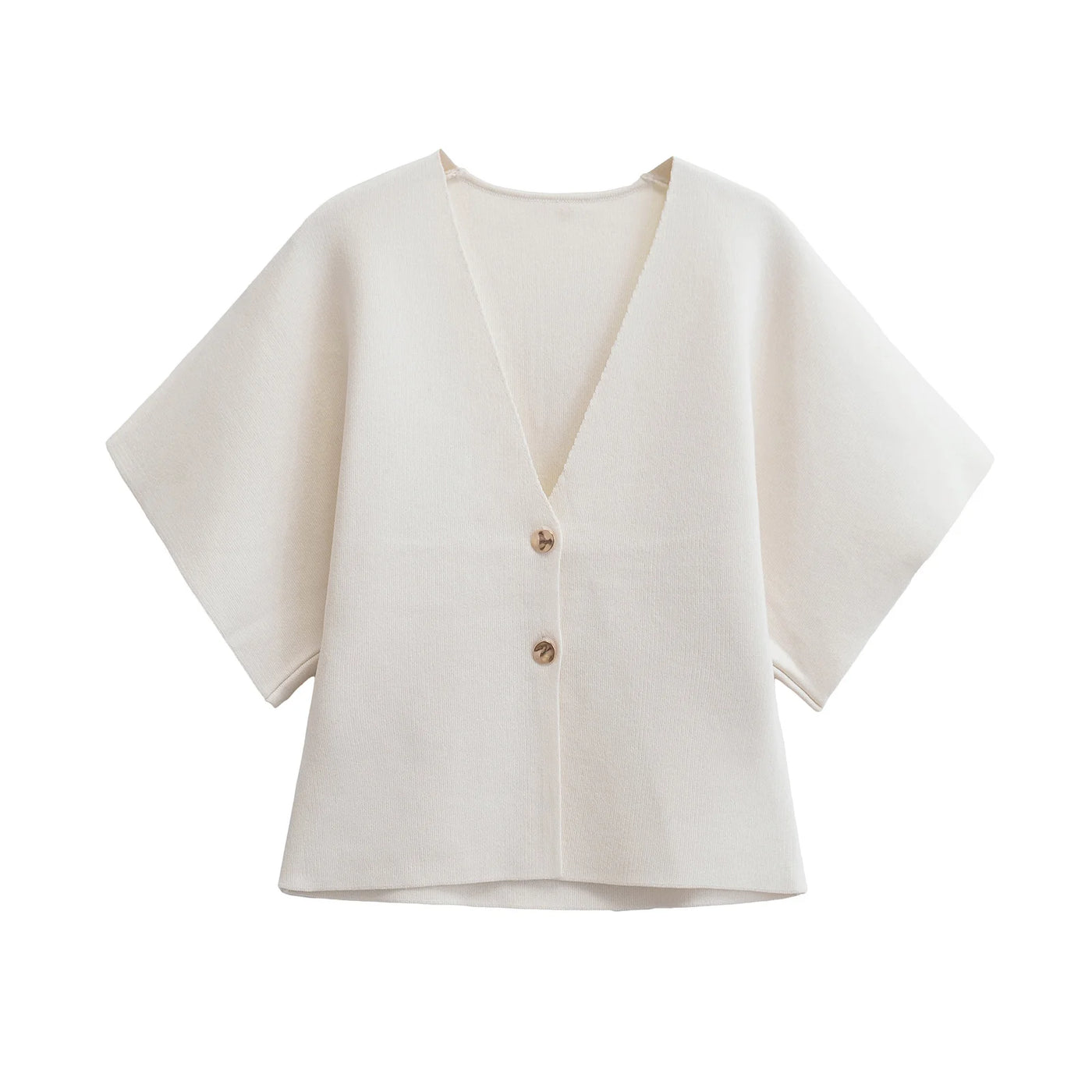 Alledaagse Elegant – Effen Gebreid Shirt met Trendy V-Hals