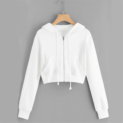 Sweatshirt met Capuchon en Rits vooraanzicht – wit