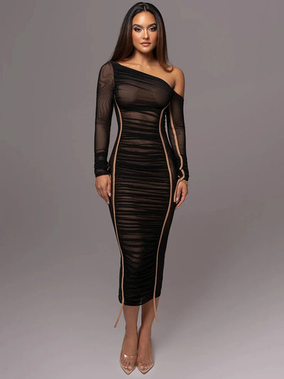 Mesh Jurk met Lange Mouwen