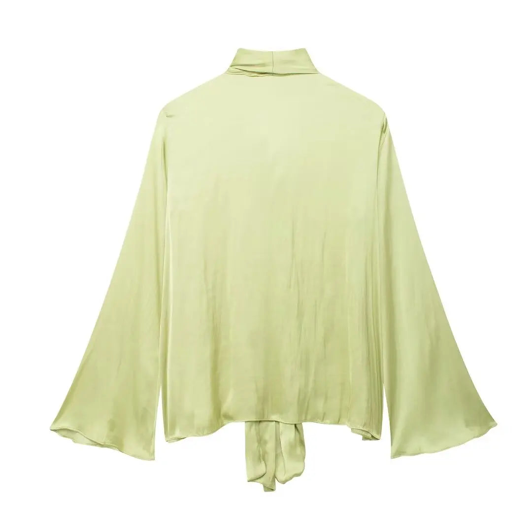 Stijlvolle Effen Top – Vrouwelijke Strik & Strak Design