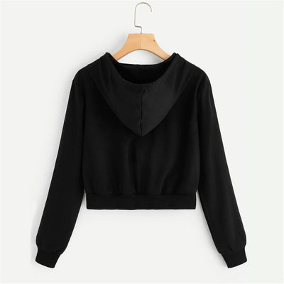 Sweatshirt met Capuchon en Rits achteraanzicht – zwart