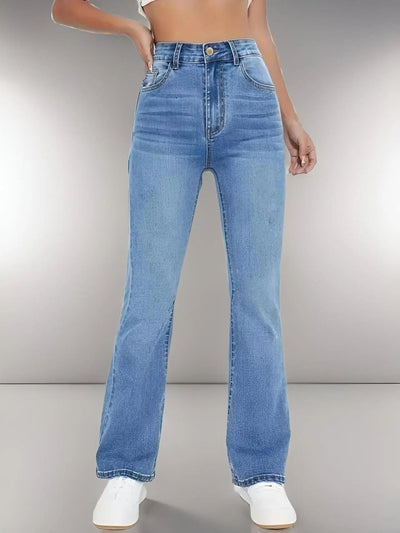Stijlvolle Hooggetailleerde Denim Broek