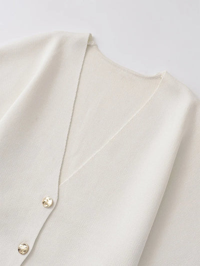 Alledaagse Elegant – Effen Gebreid Shirt met Trendy V-Hals