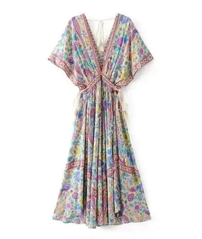 Moderne Boho V-hals Jurk – Strandchique Stijl