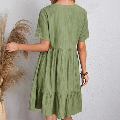 Moderne Fit & Flare Jurk – Gerafelde Vakantie Look