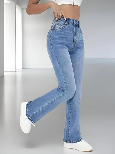 Stijlvolle Hooggetailleerde Denim Broek