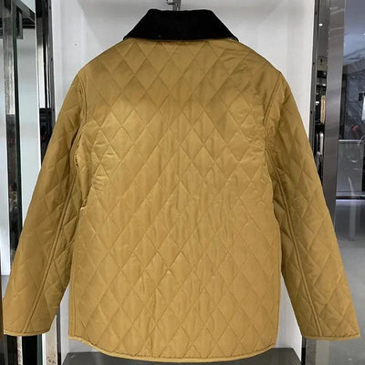 Autumn Winter Puffer Coats 2025 Women's Straight Loose Diamond Cotton Coat Long Sleeve Tops Fashion Pocket Cotton-Padded Jacket