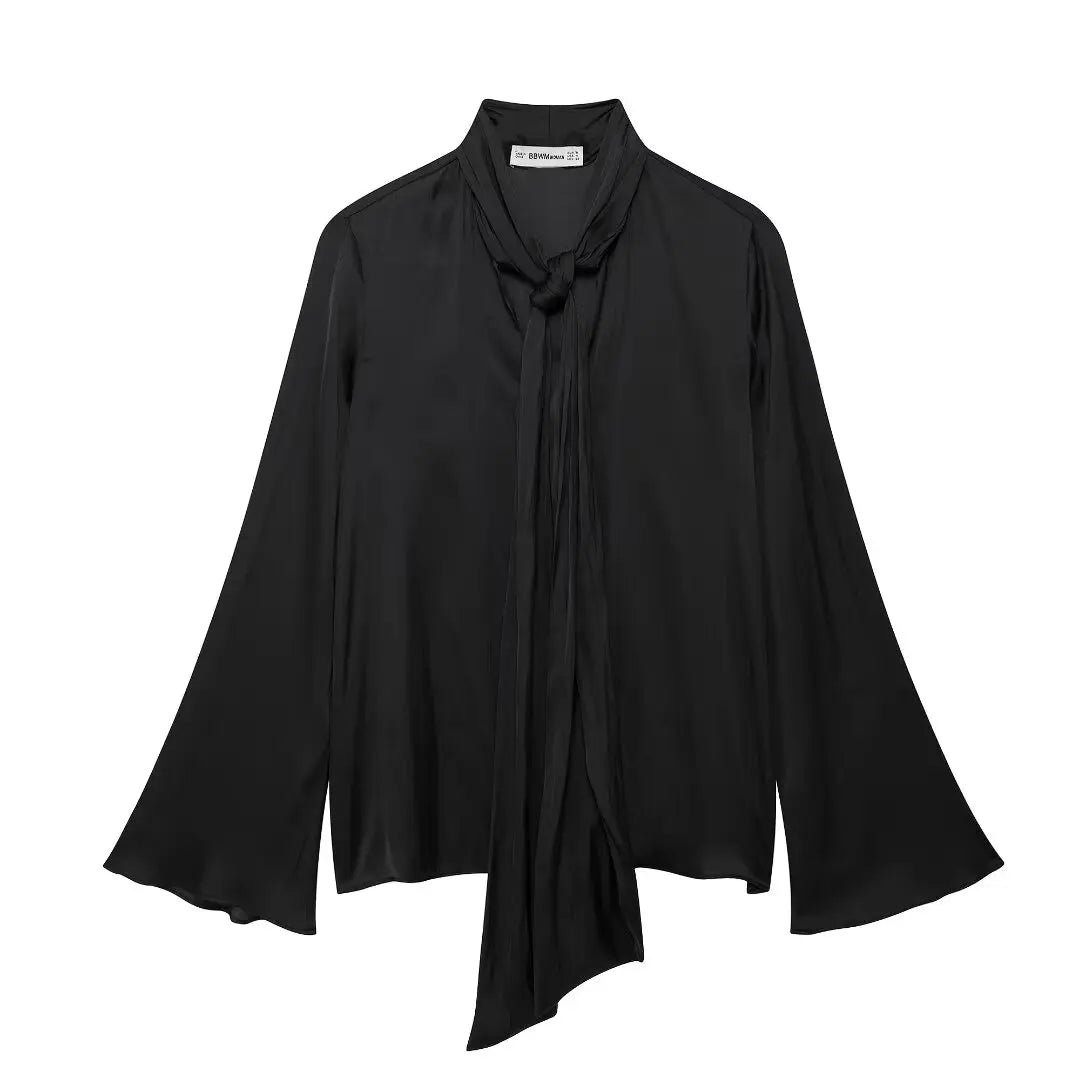 Stijlvolle Effen Top – Vrouwelijke Strik & Strak Design